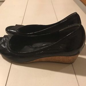 Cole Haan peep toe wedges.